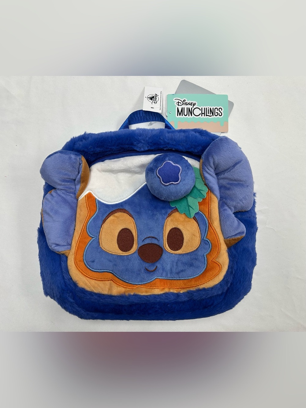Disney Blue Plush Character Backpack with Orange & Purple Accents